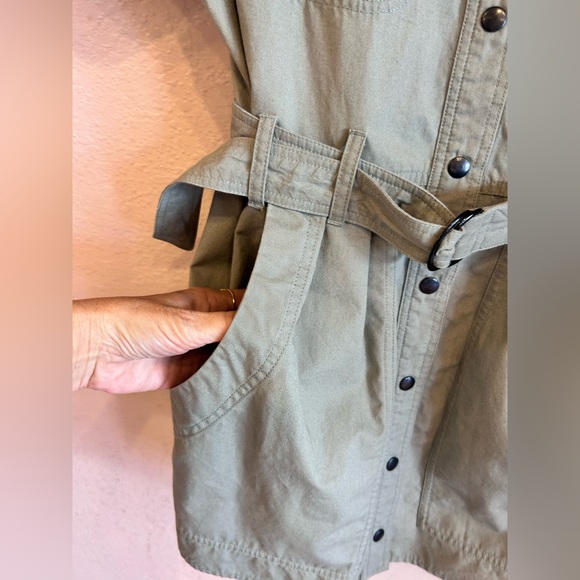 New Etoile Isabel Marant Zolina Green Cotton Utility Shirtdress Dress Size 38 M - Picture 6 of 13